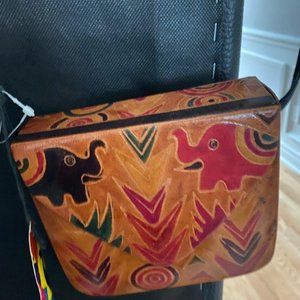 GENUINE LEATHER HAND PAINTED AND HANDCRAFTED  HANDBAG